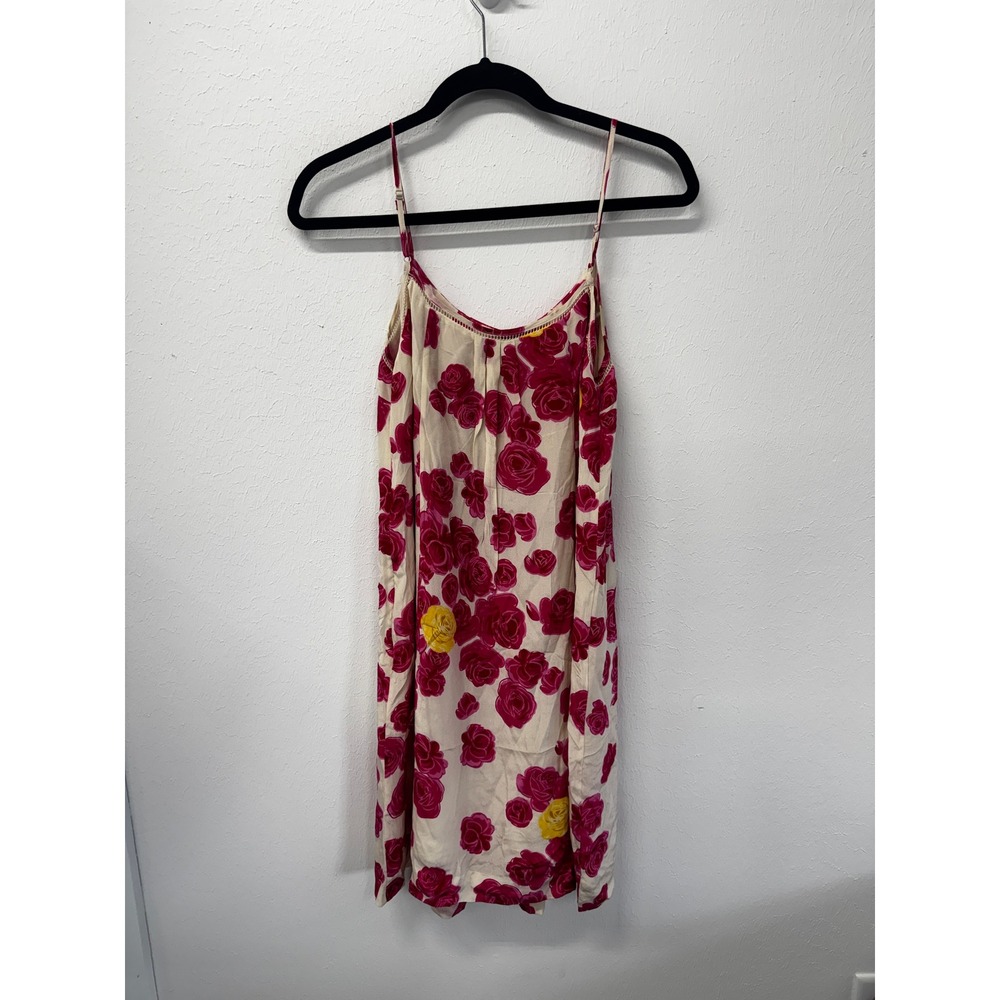 Anthropologie Moulinette Soeurs 100% Silk Magenta Rose Floral Slip Dress Sz 4 - Picture 8 of 15